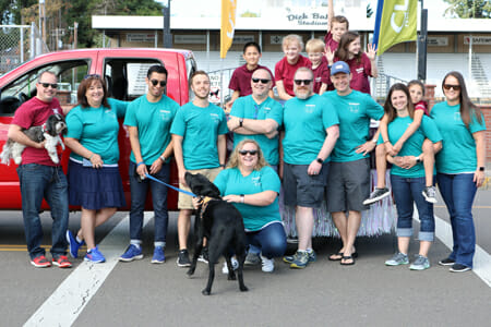 Clackamas staff participating in the Gladstone Parade in 2018